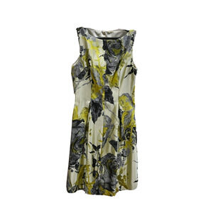Lela Rose Jacquard Shift Dress Size 6 Yellow Floral Sleeveless